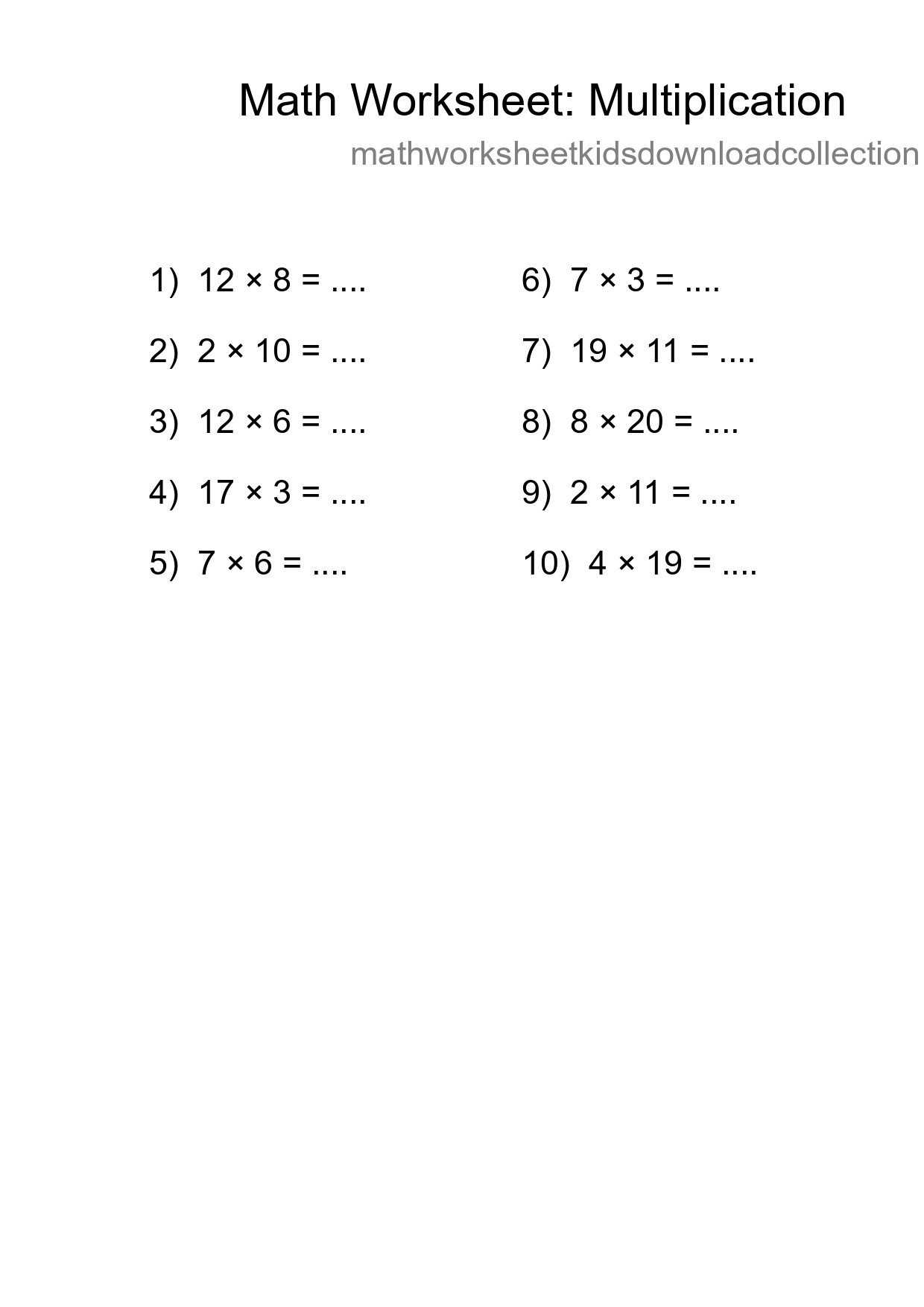 Free 10 Multiplication Math Worksheet For Grade 2 - Part 106