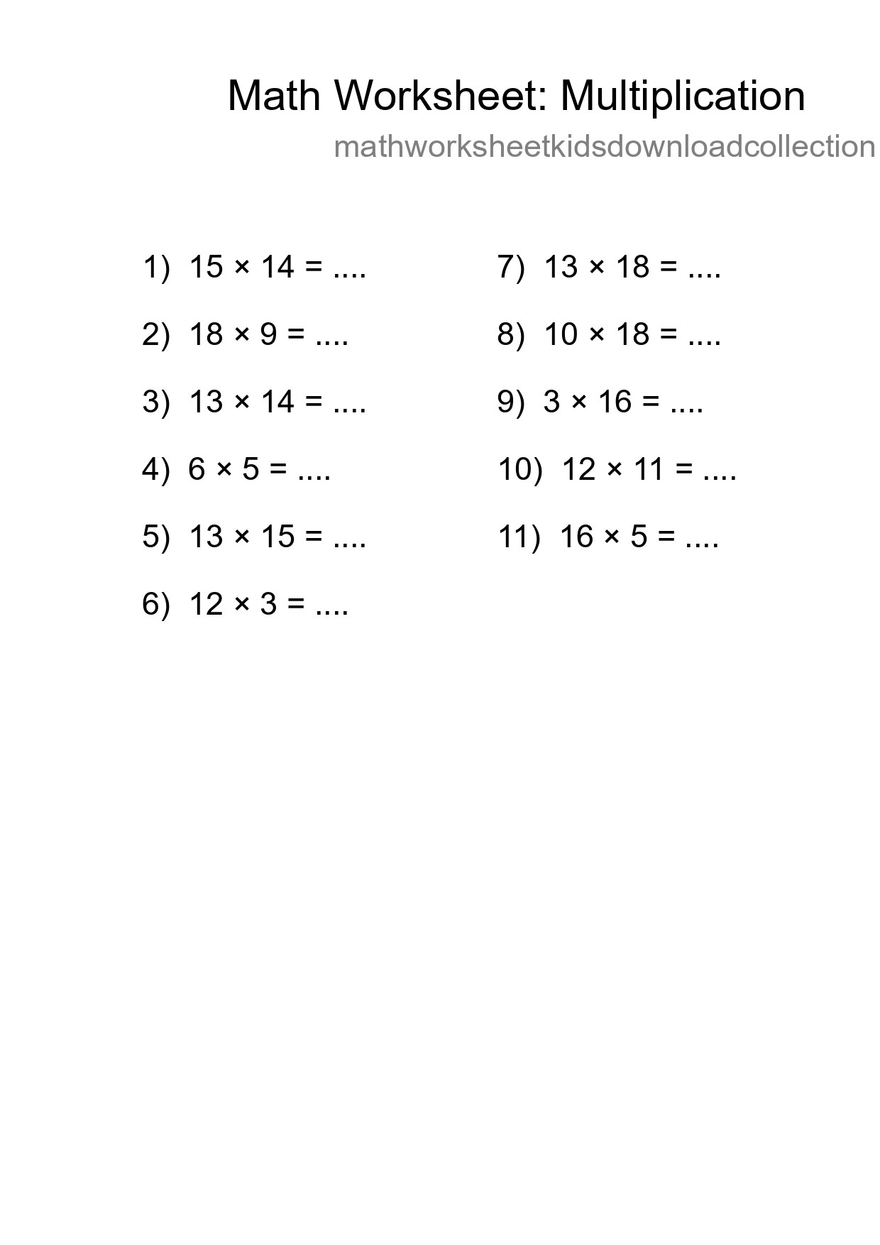 Free 11 Multiplication Math Worksheet For Grade 2 With Answers - Part 150