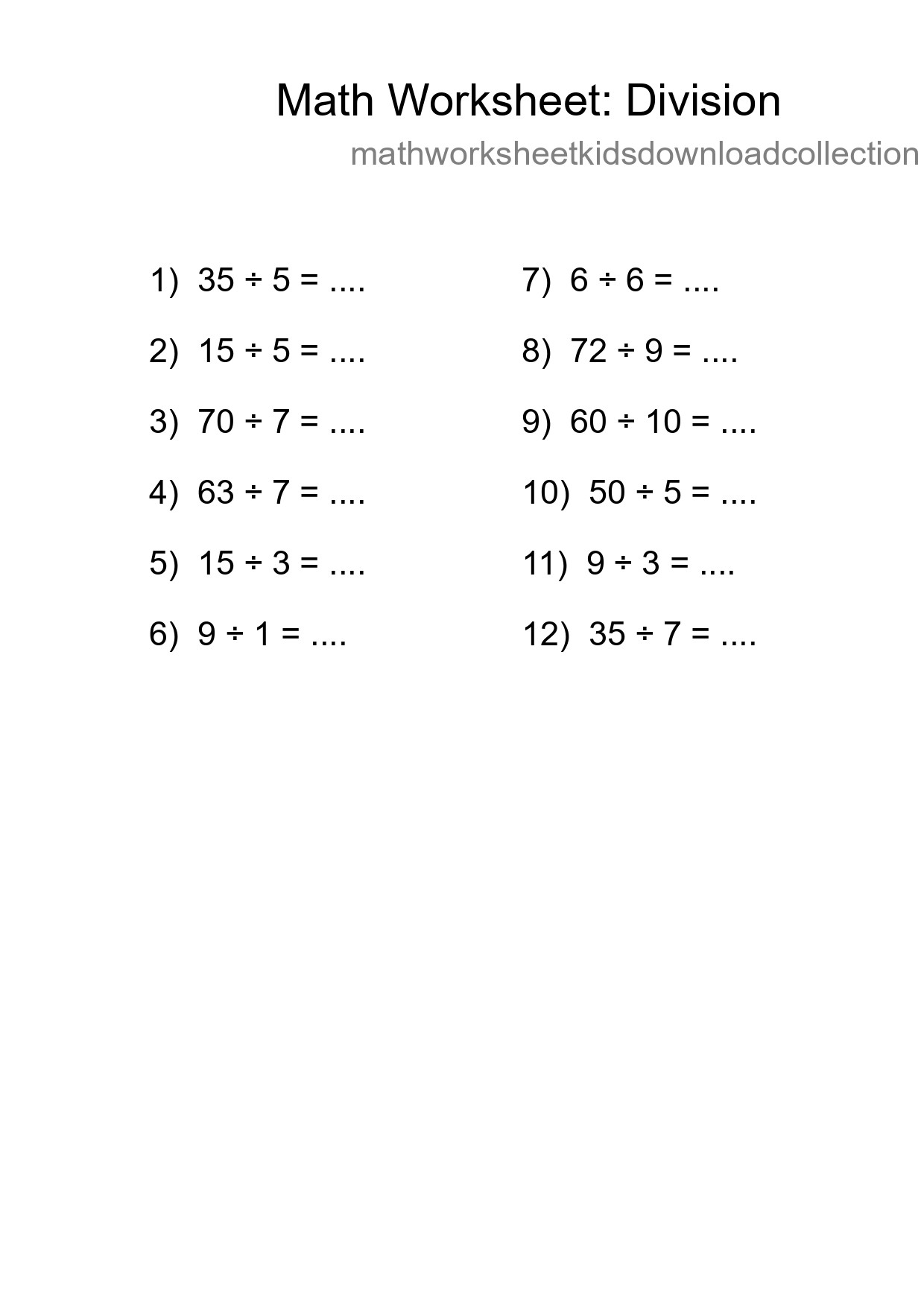 Free 12 Division Math Worksheet For Grade 1 - Part 136