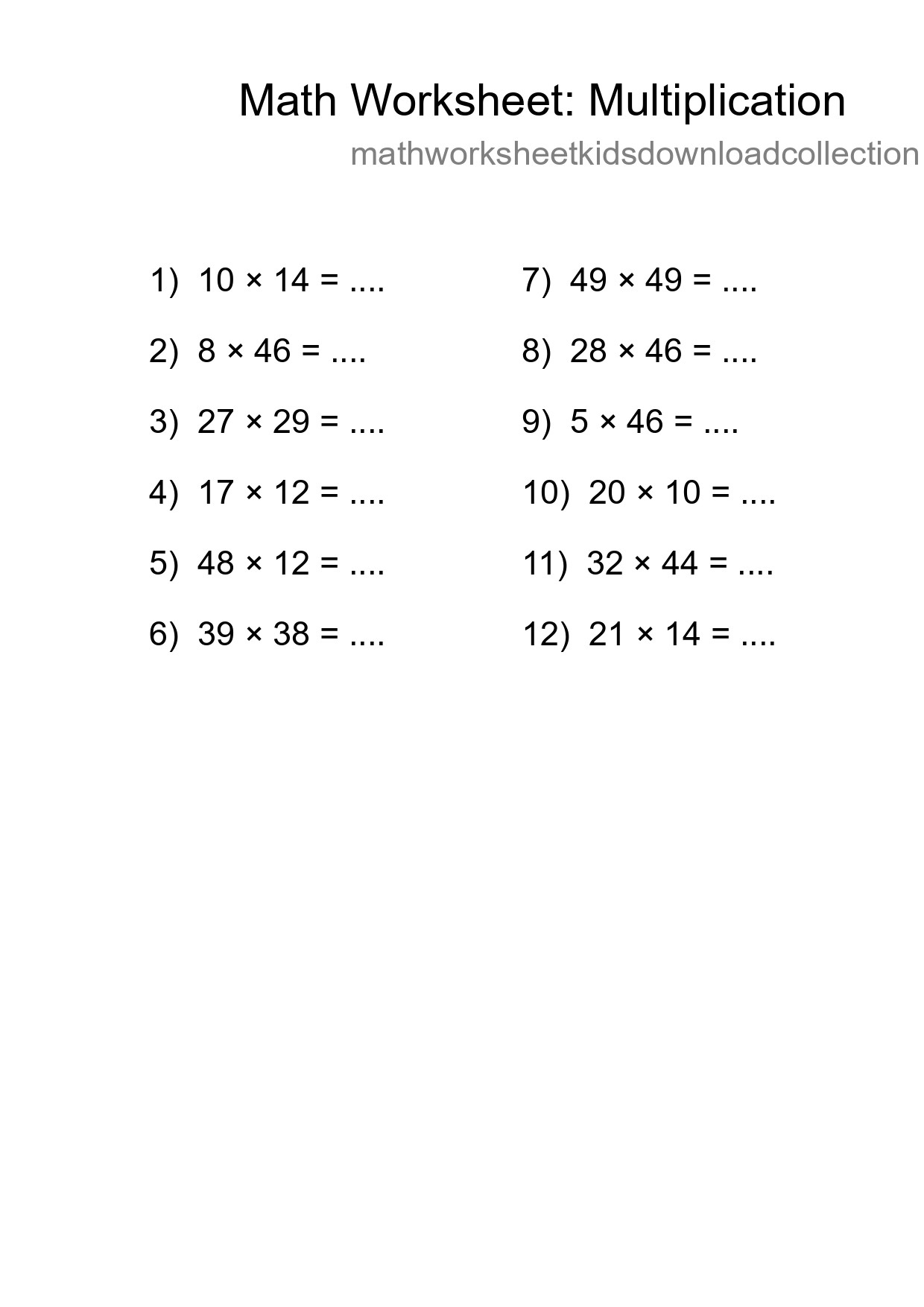 Free 12 Multiplication Math Worksheet For Grade 2 - Part 62