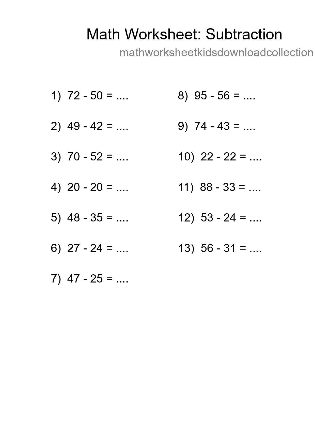 Free 13 Subtraction Math Worksheet For Grade 3 With Answers - Part 118