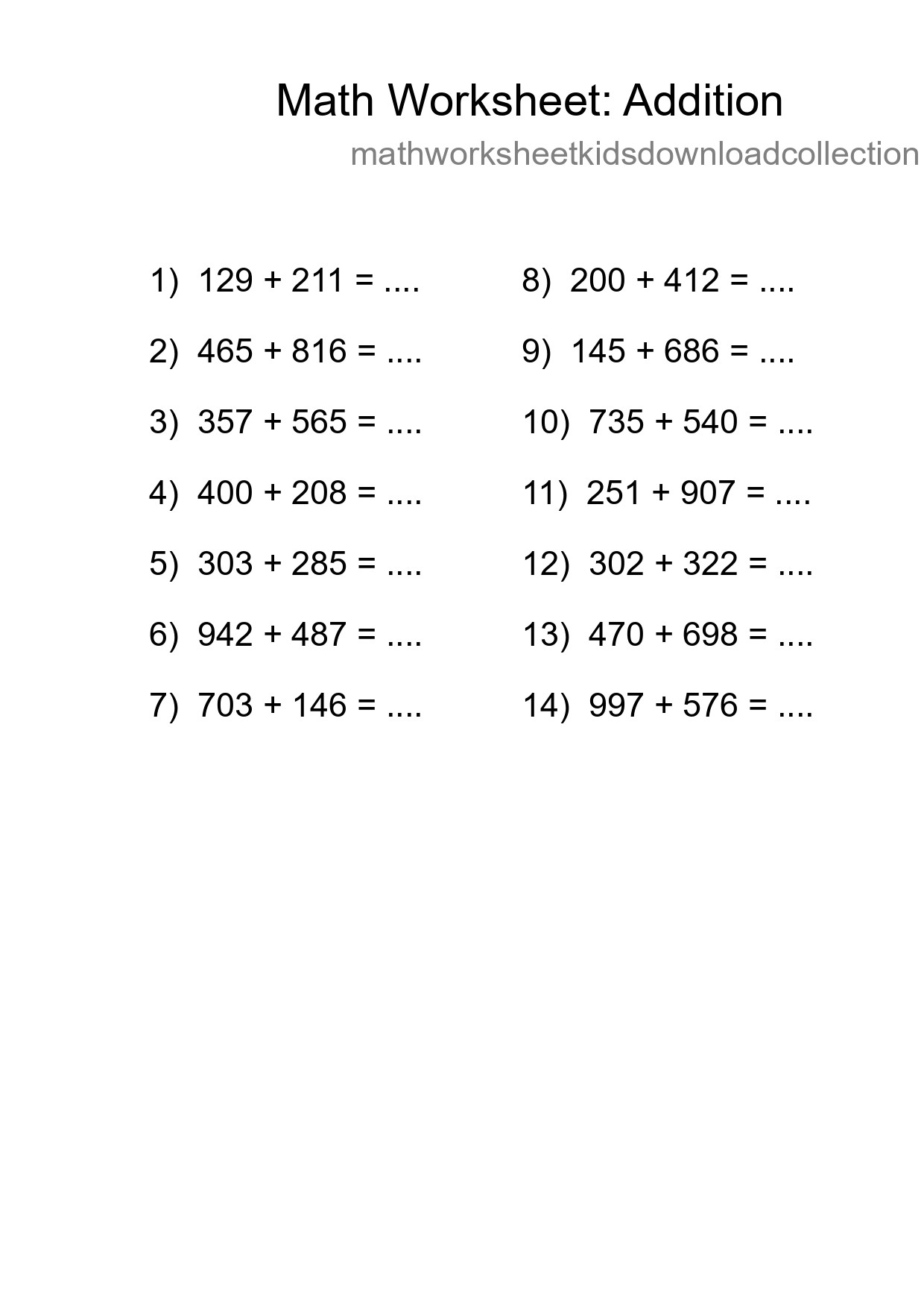 Free 14 Addition Math Worksheet For Grade 5 With Answers - Part 221