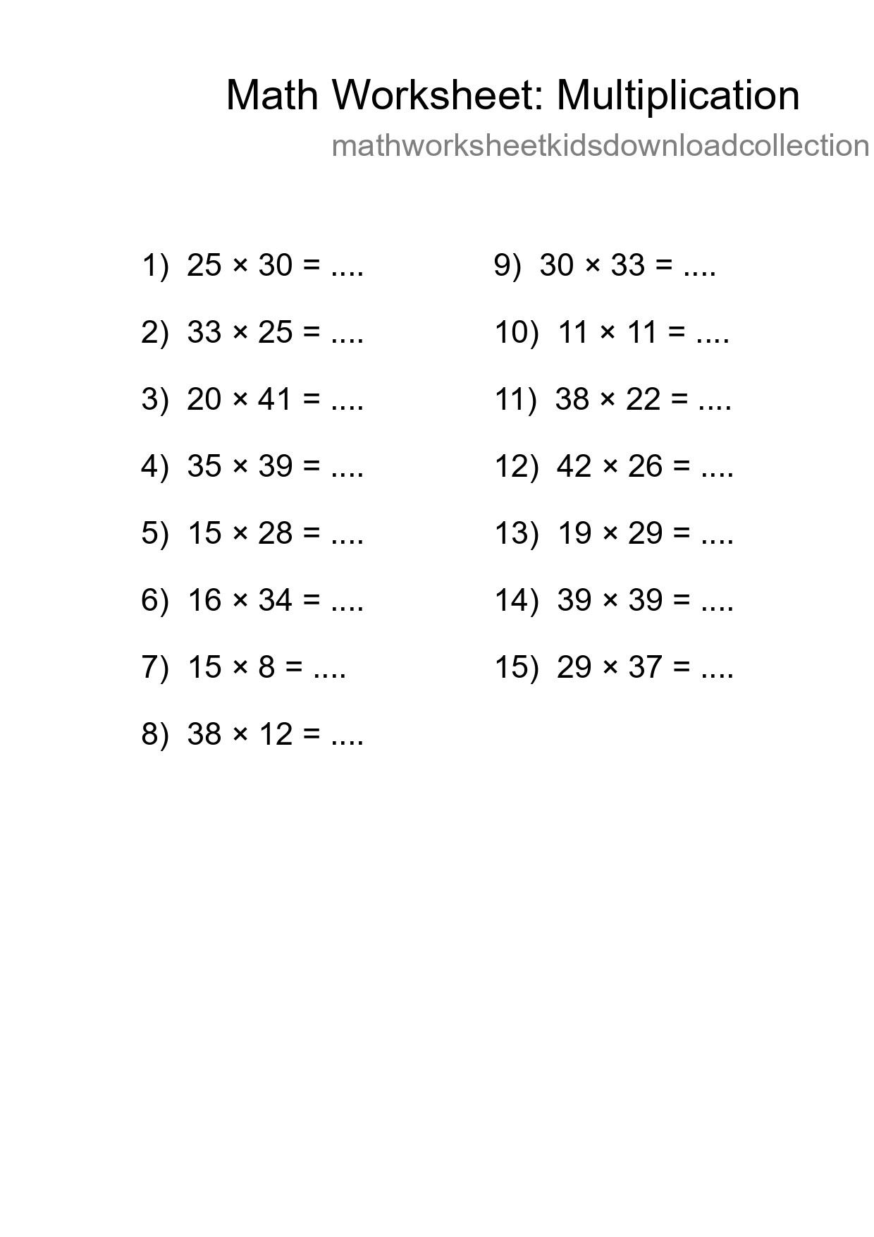 Free 15 Multiplication Math Worksheet For Grade 2 With Answers - Part 95
