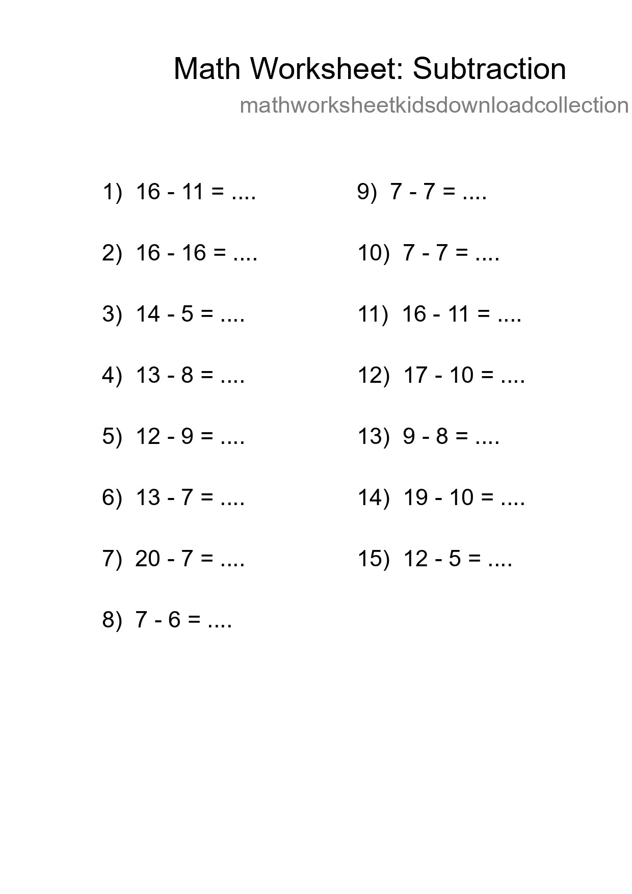 Free 15 Subtraction Math Worksheet For Grade 2 With Answers - Part 63