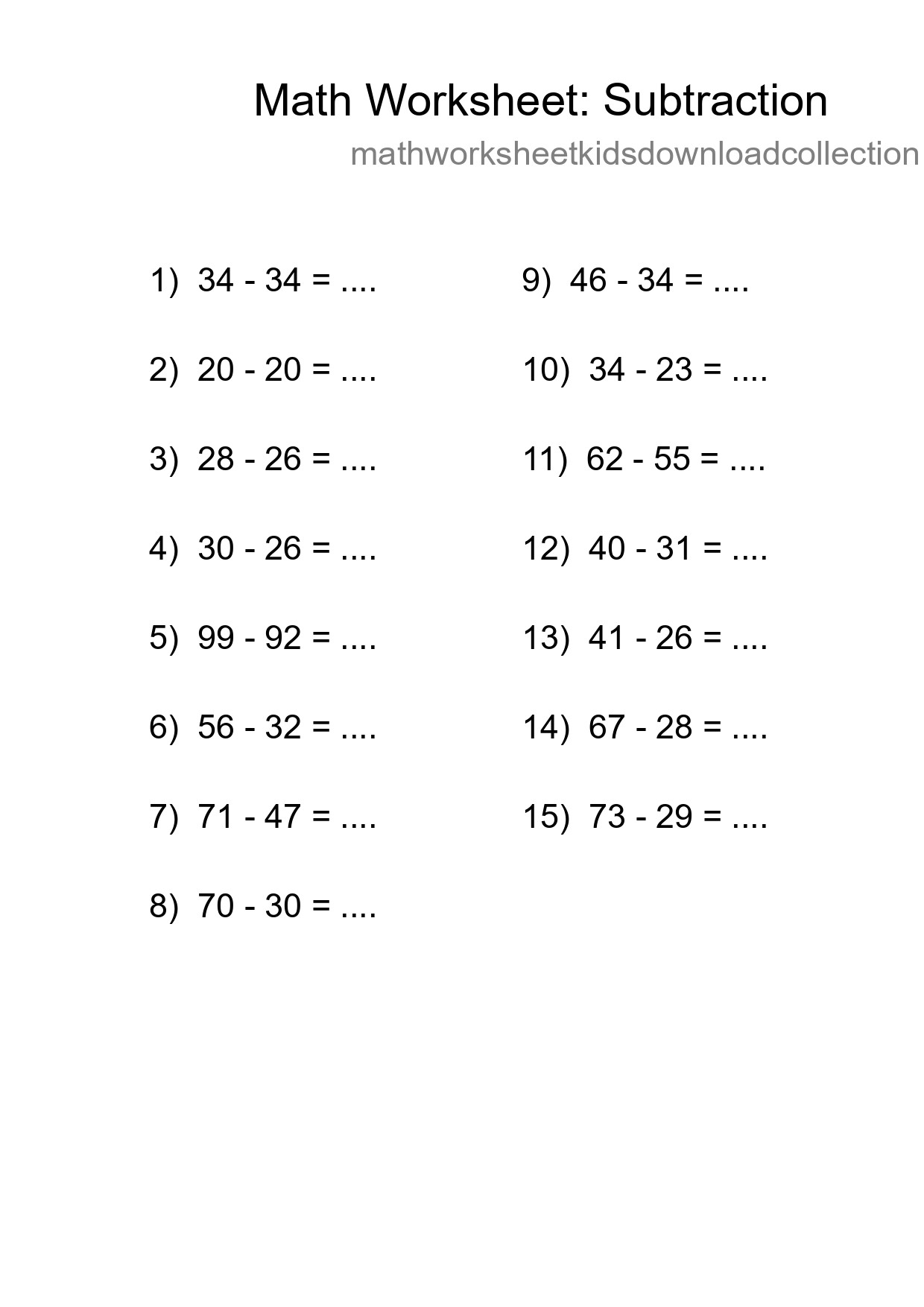 Free 15 Subtraction Math Worksheet For Grade 3 - Part 173