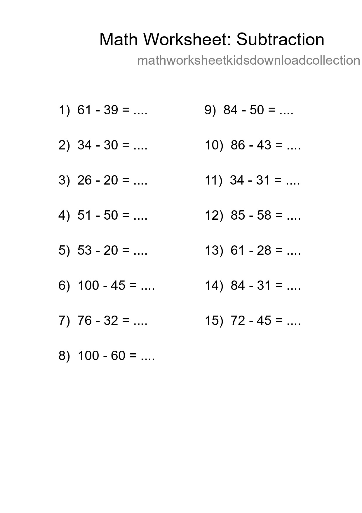 Free 15 Subtraction Math Worksheet For Grade 3 - Part 228