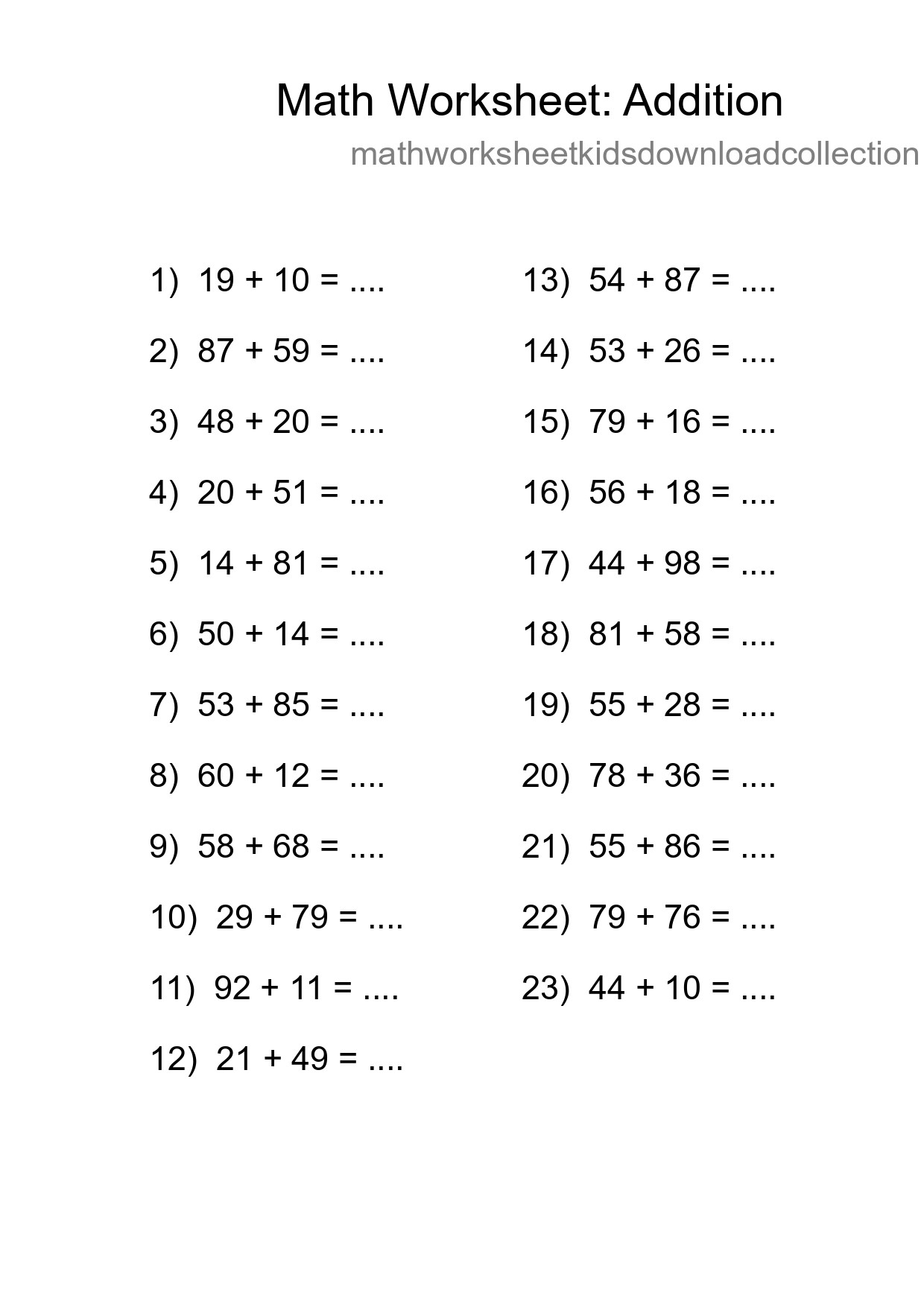 Free 23 Addition Math Worksheet For Grade 3 - Part 133
