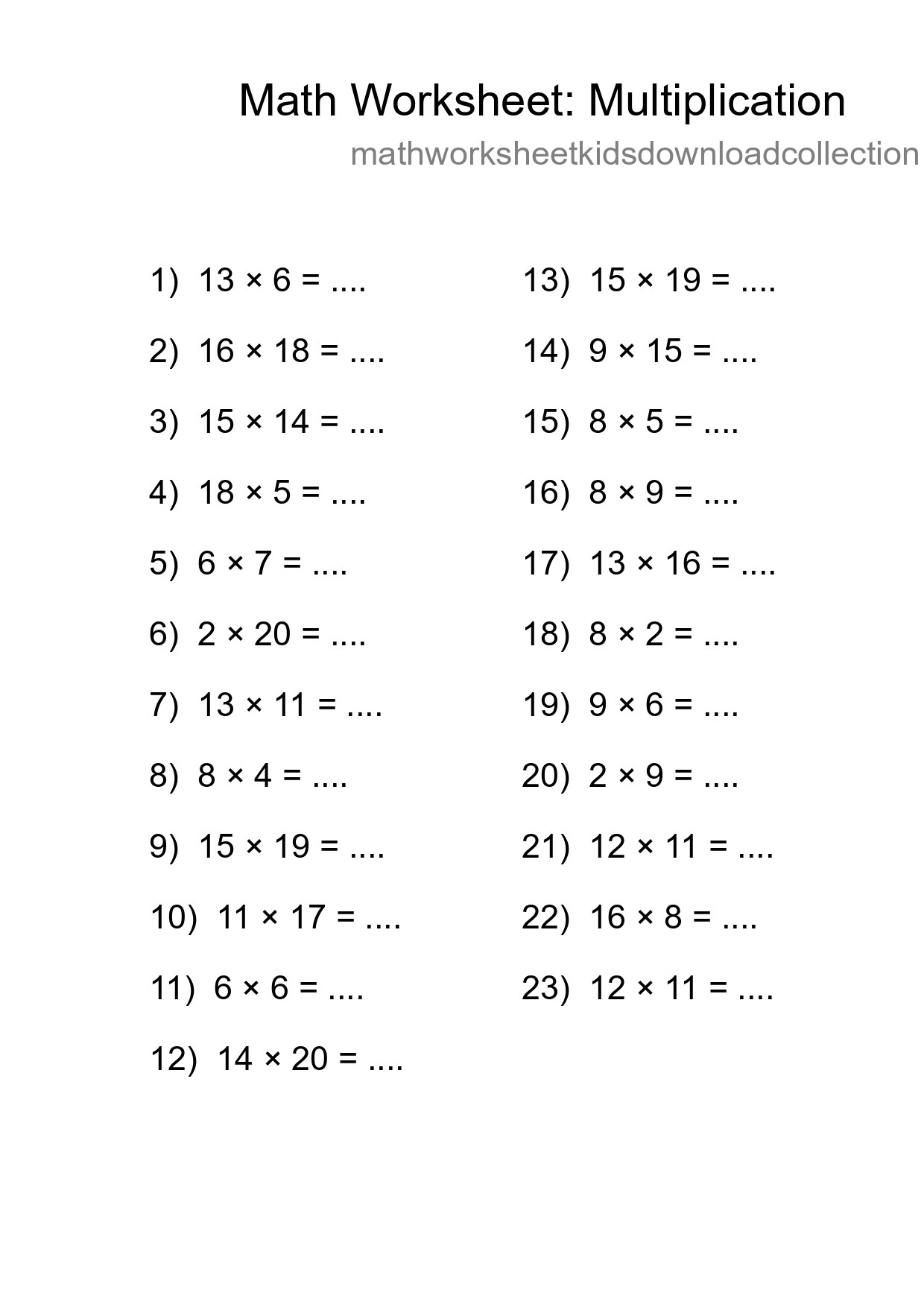 Free 23 Multiplication Math Worksheet For Grade 2 With Answers - Part 29