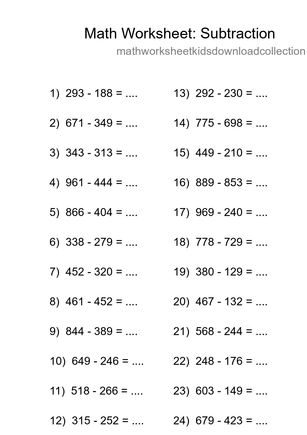Free 24 Subtraction Math Worksheet For Grade 5 With Answers - Part 96