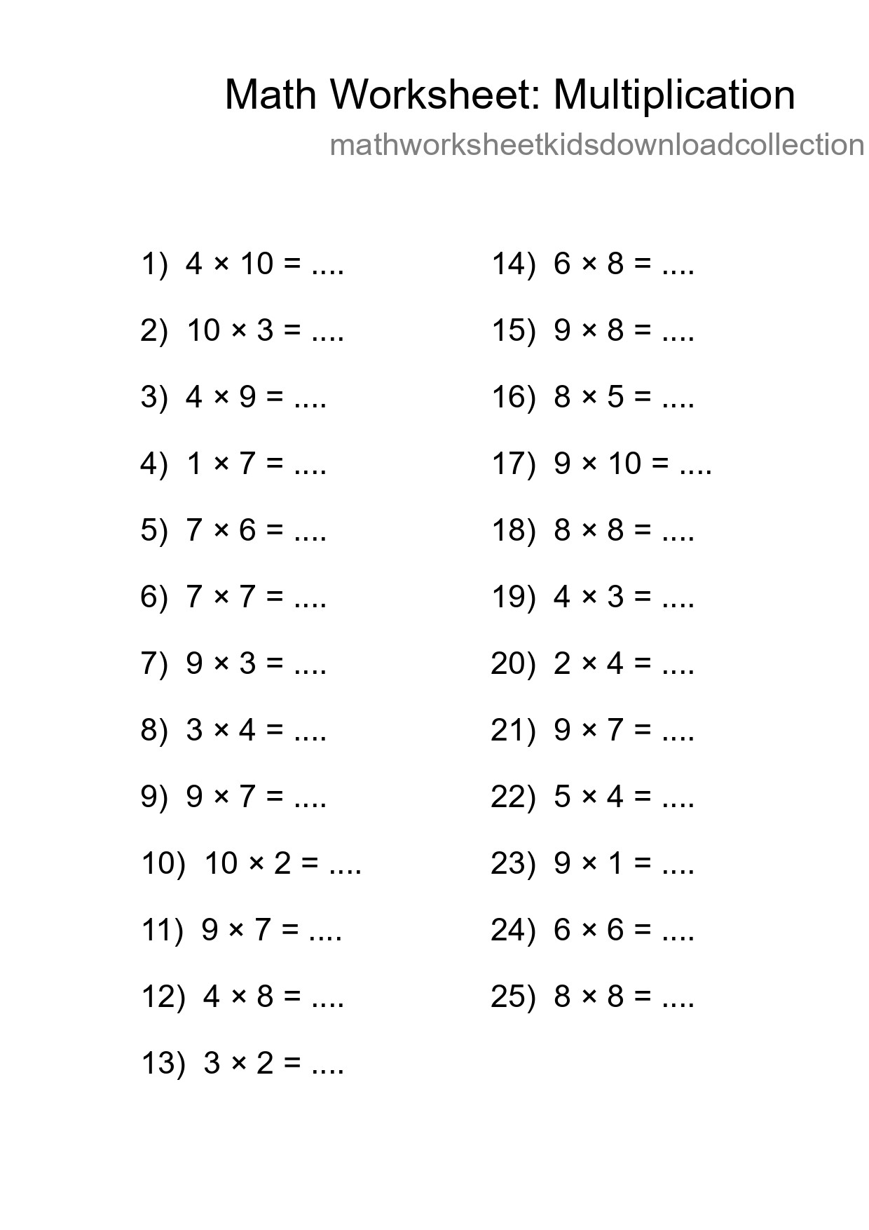 Free 25 Multiplication Math Worksheet For Grade 1 With Answers - Part 139