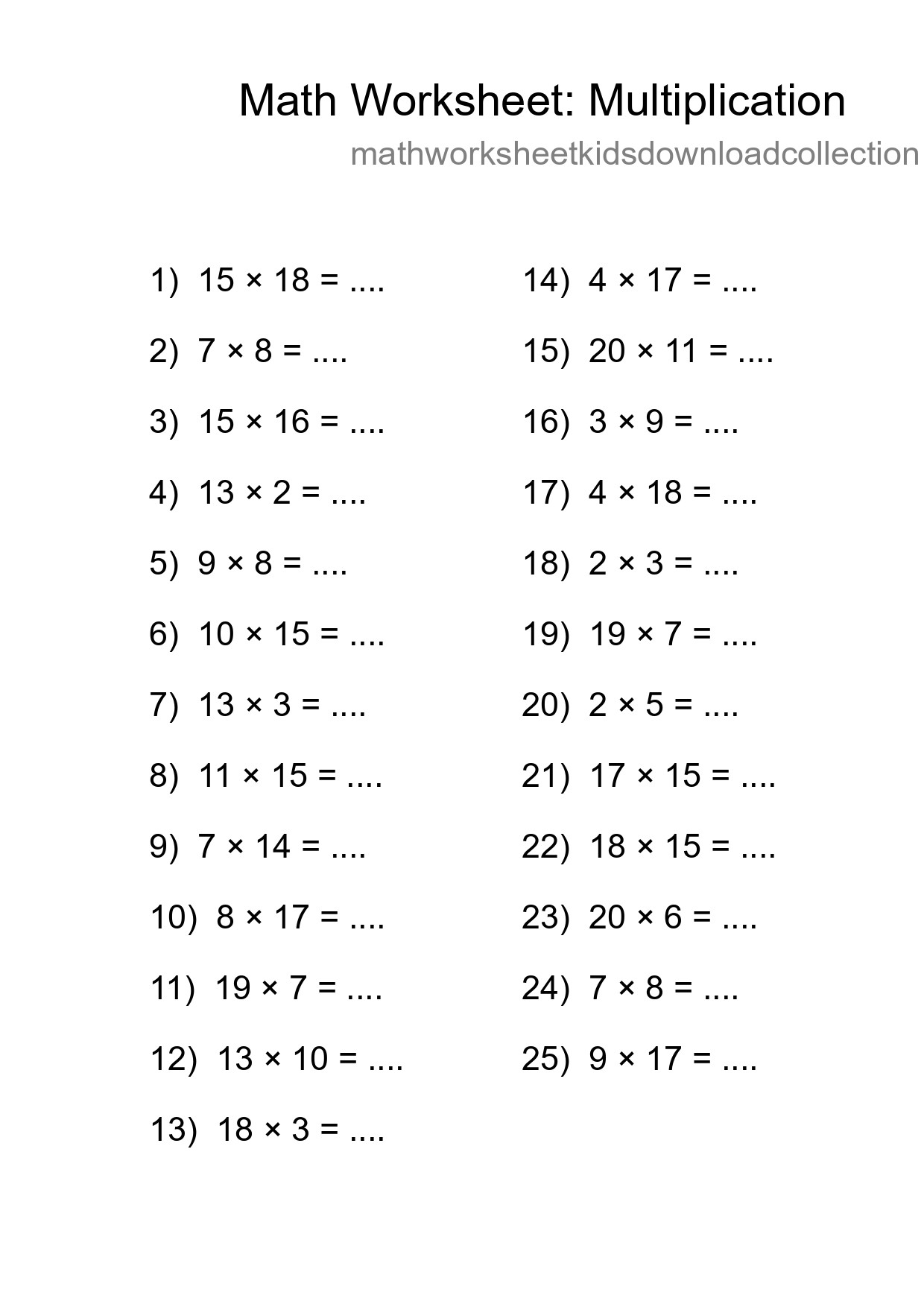 Free 25 Multiplication Math Worksheet For Grade 2 With Answers - Part 51