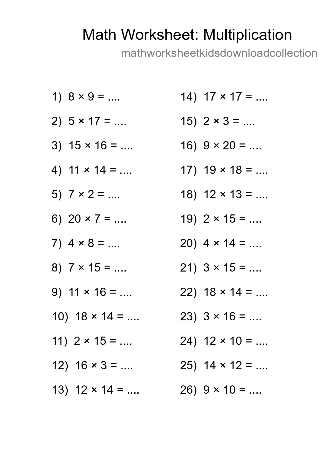 Free 26 Multiplication Math Worksheet For Grade 2 With Answers - Part 84