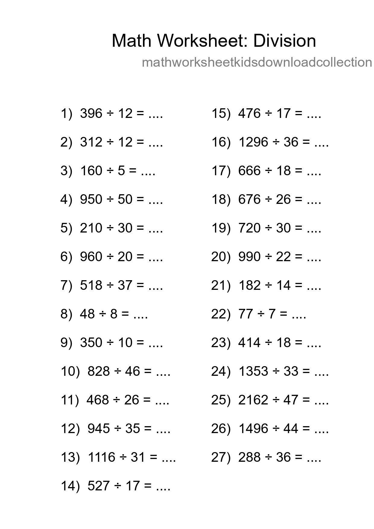 Free 27 Division Math Worksheet For Grade 2 With Answers - Part 125
