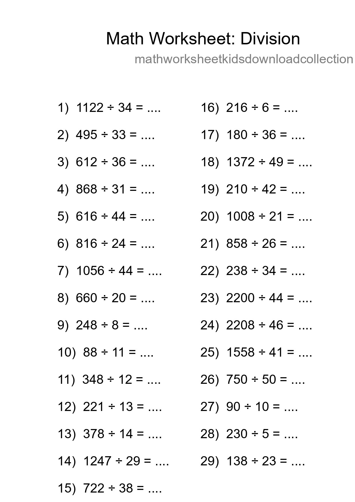 Free 29 Division Math Worksheet For Grade 2 With Answers - Part 48