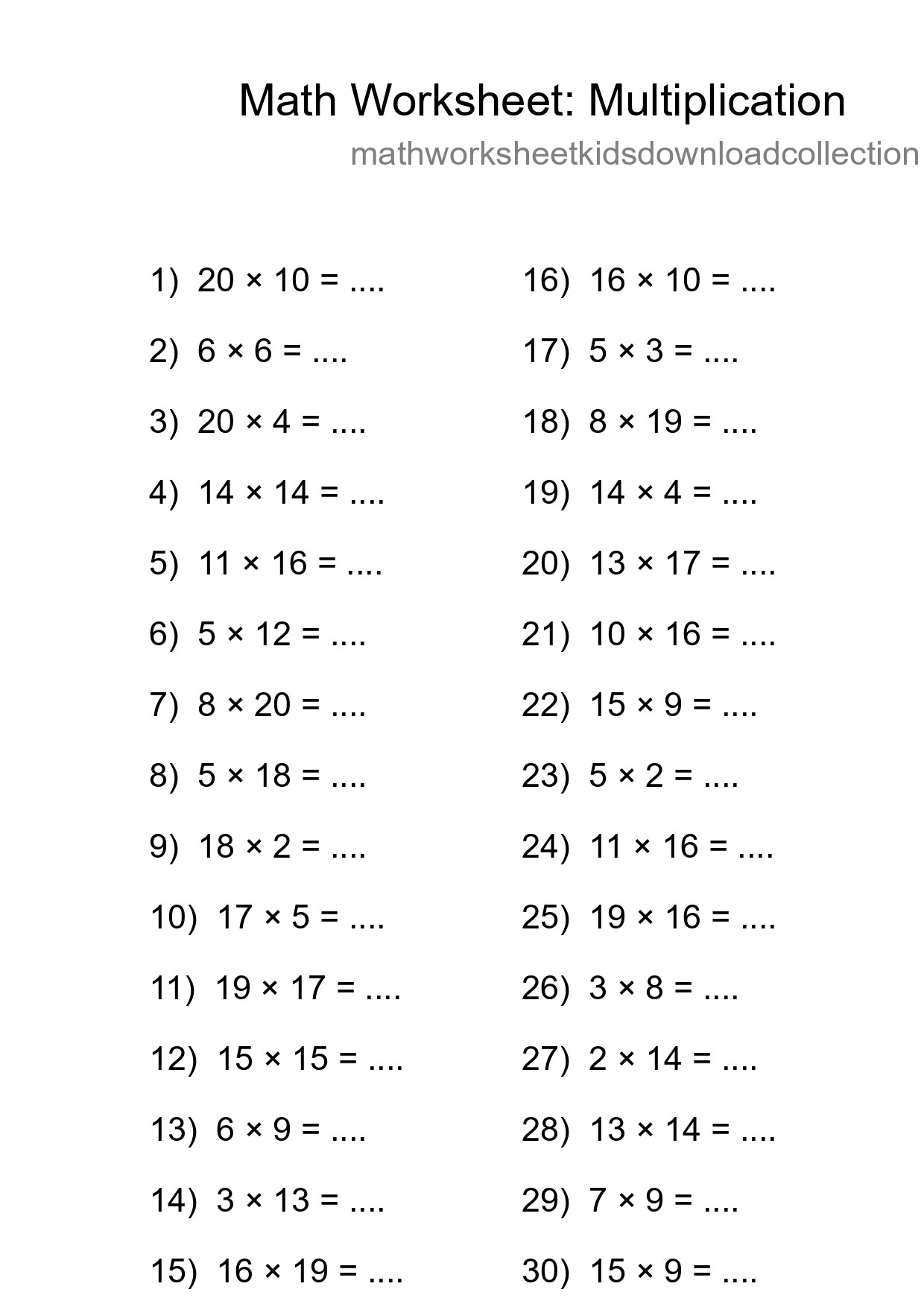 Free 30 Multiplication Math Worksheet For Grade 2 With Answers - Part 249