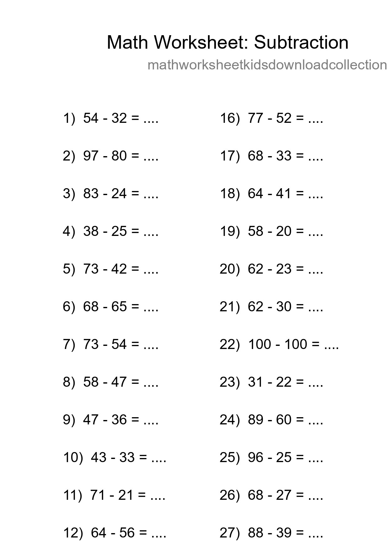 Free 30 Subtraction Math Worksheet For Grade 3 With Answers - Part 217