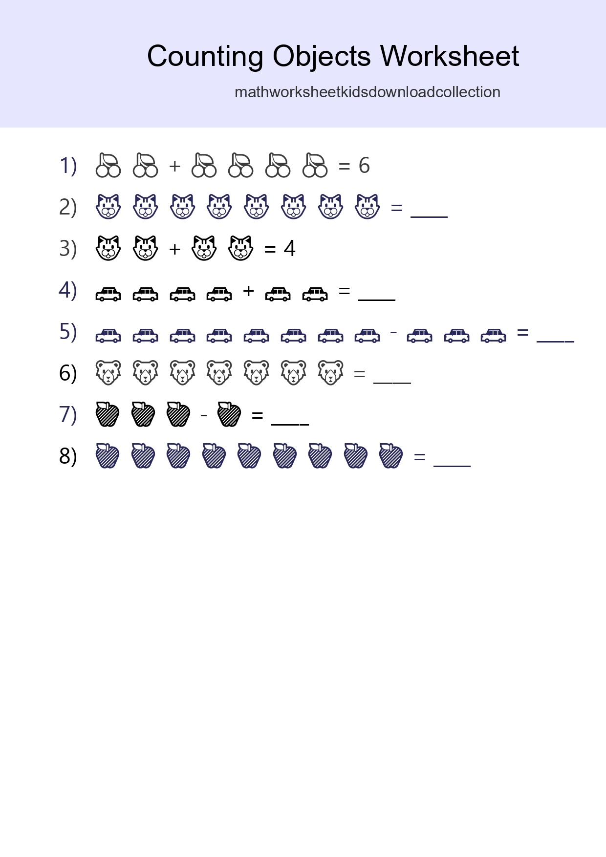 Free Counting Objects Worksheet For Kindergarten - Part 102