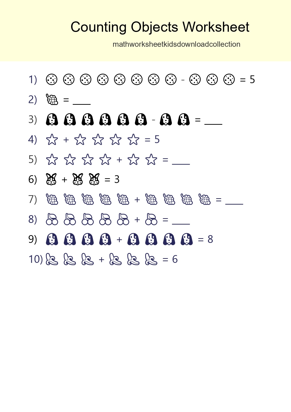 Free Counting Objects Worksheet For Kindergarten - Part 3