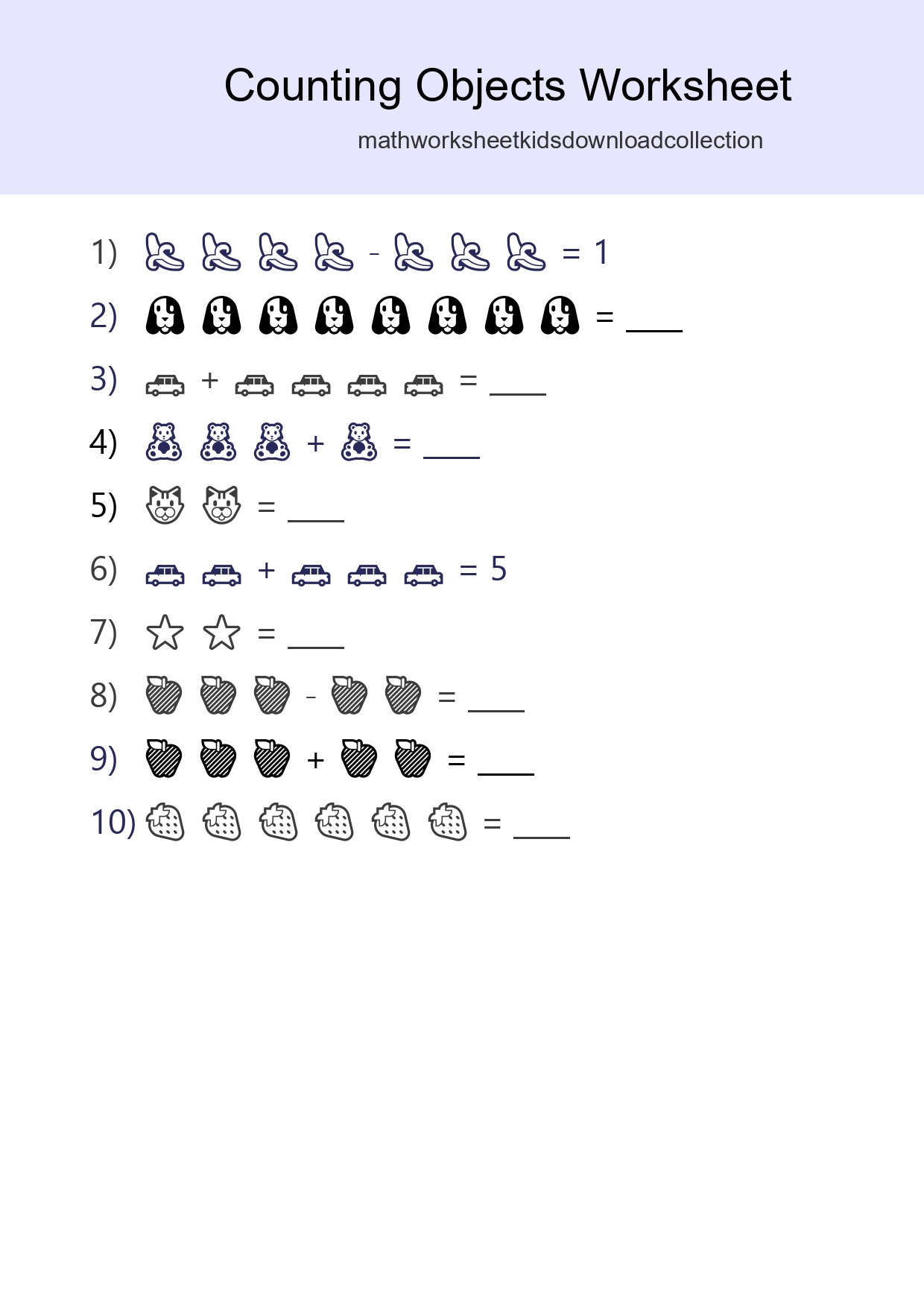 Free Counting Objects Worksheet For Kindergarten Printable - Part 201
