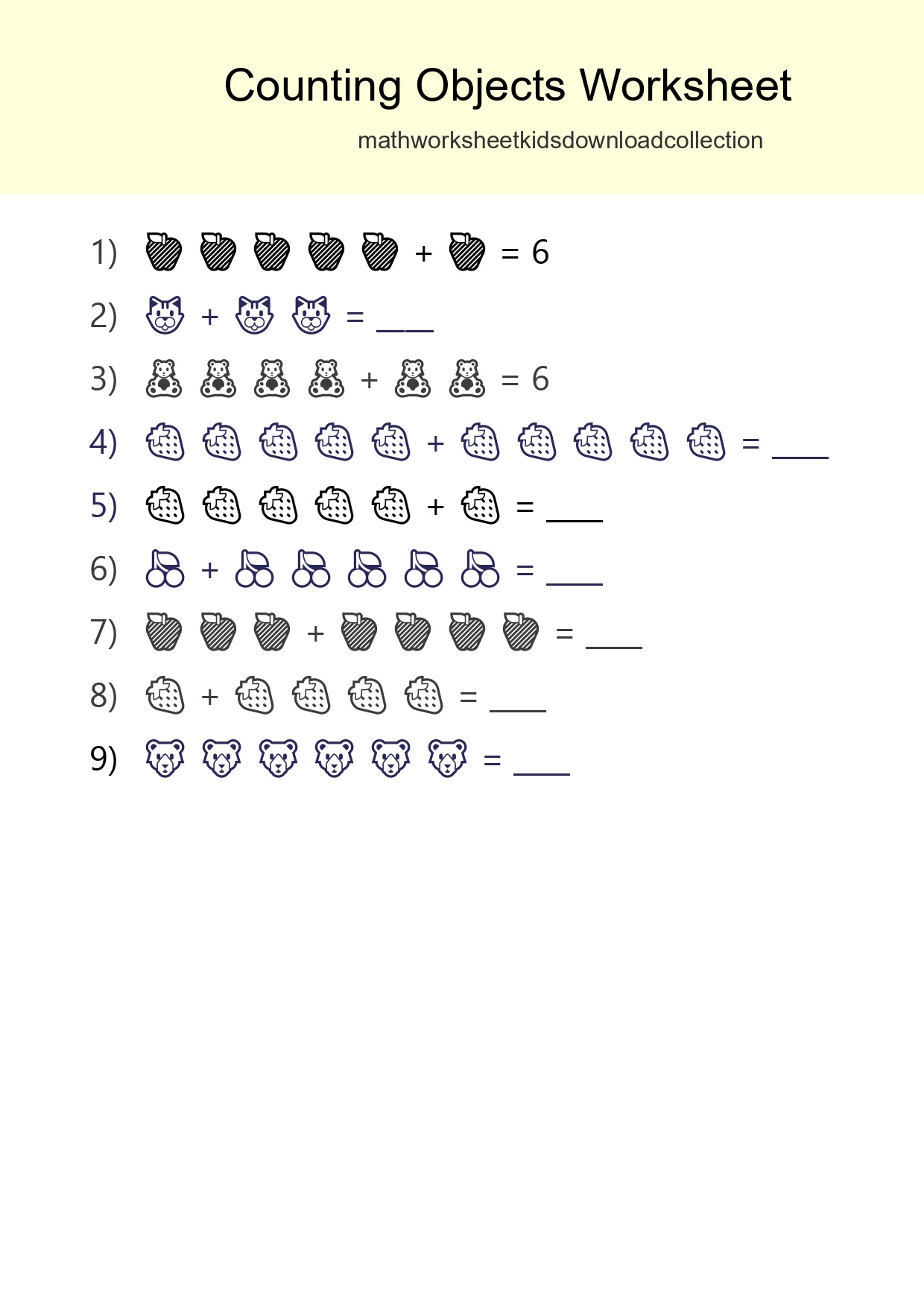 Free Counting Objects Worksheet For Kindergarten Printable - Part 234