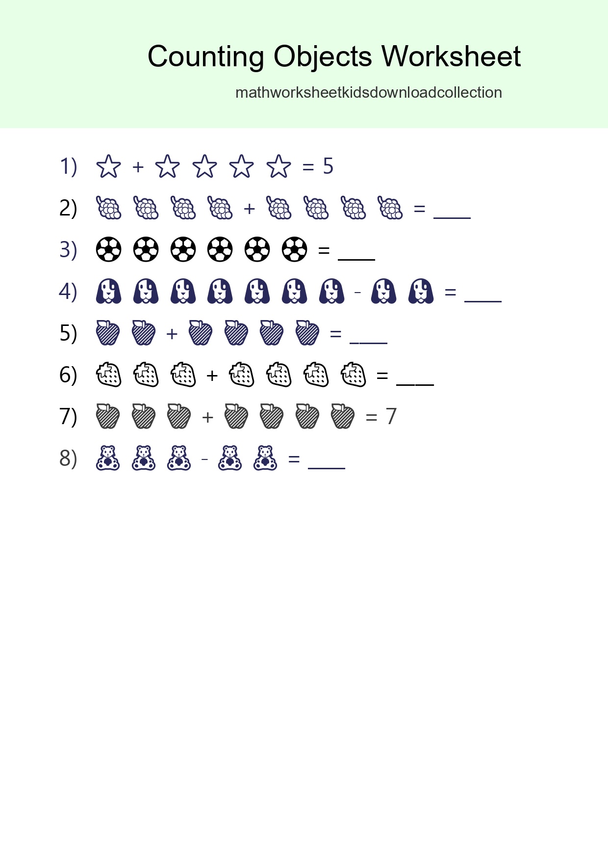 Free Counting Objects Worksheet For Kindergarten Printable - Part 69