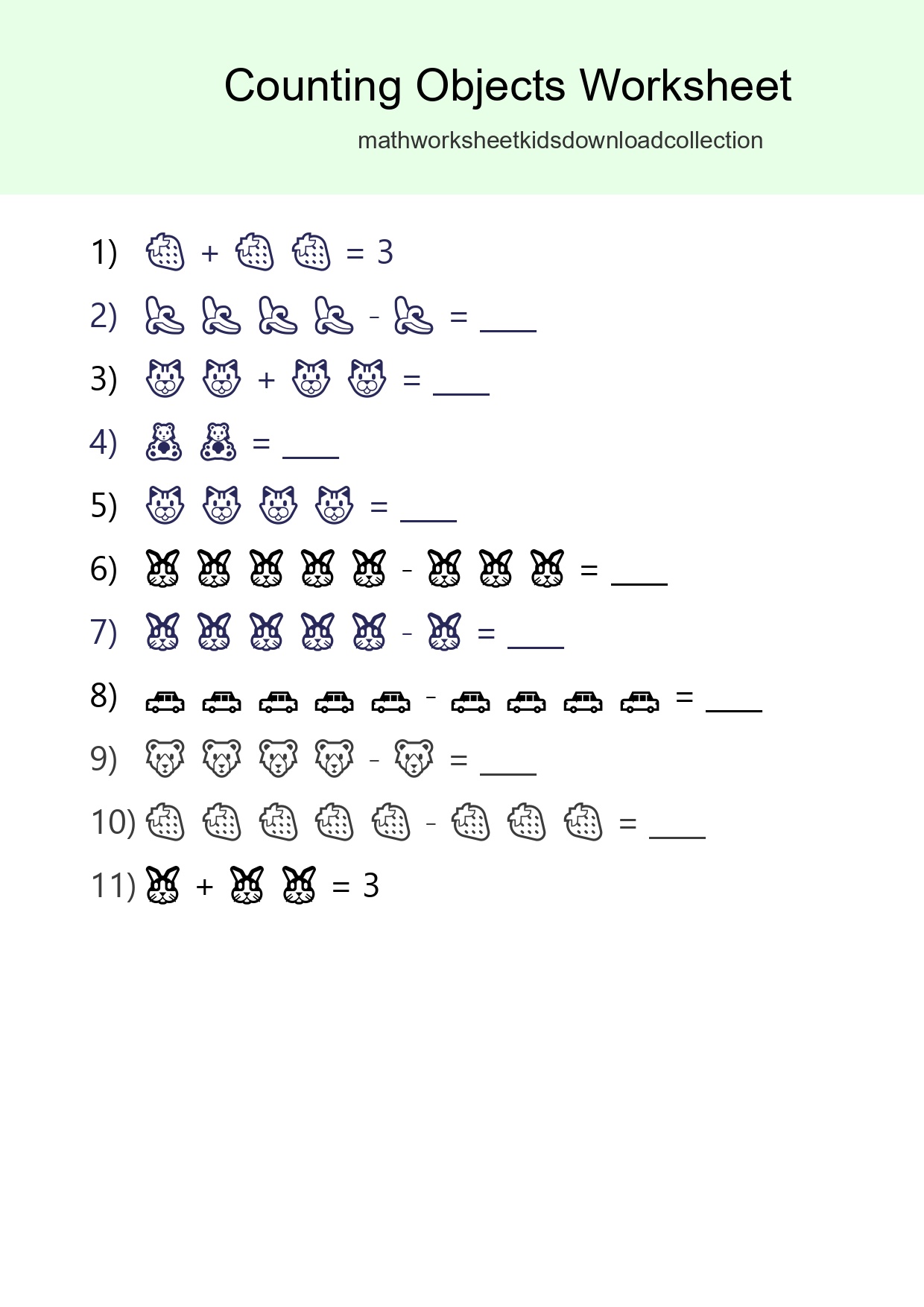 Free Counting Objects Worksheet For Pre-K Printable - Part 113