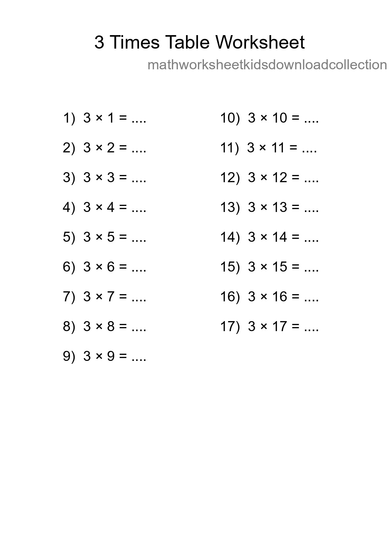 Grade 2 Multiplication Table 3 Practice - Part 152