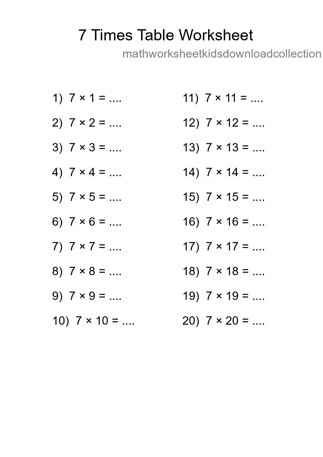 Grade 3 Multiplication Table 7 Practice - Part 196