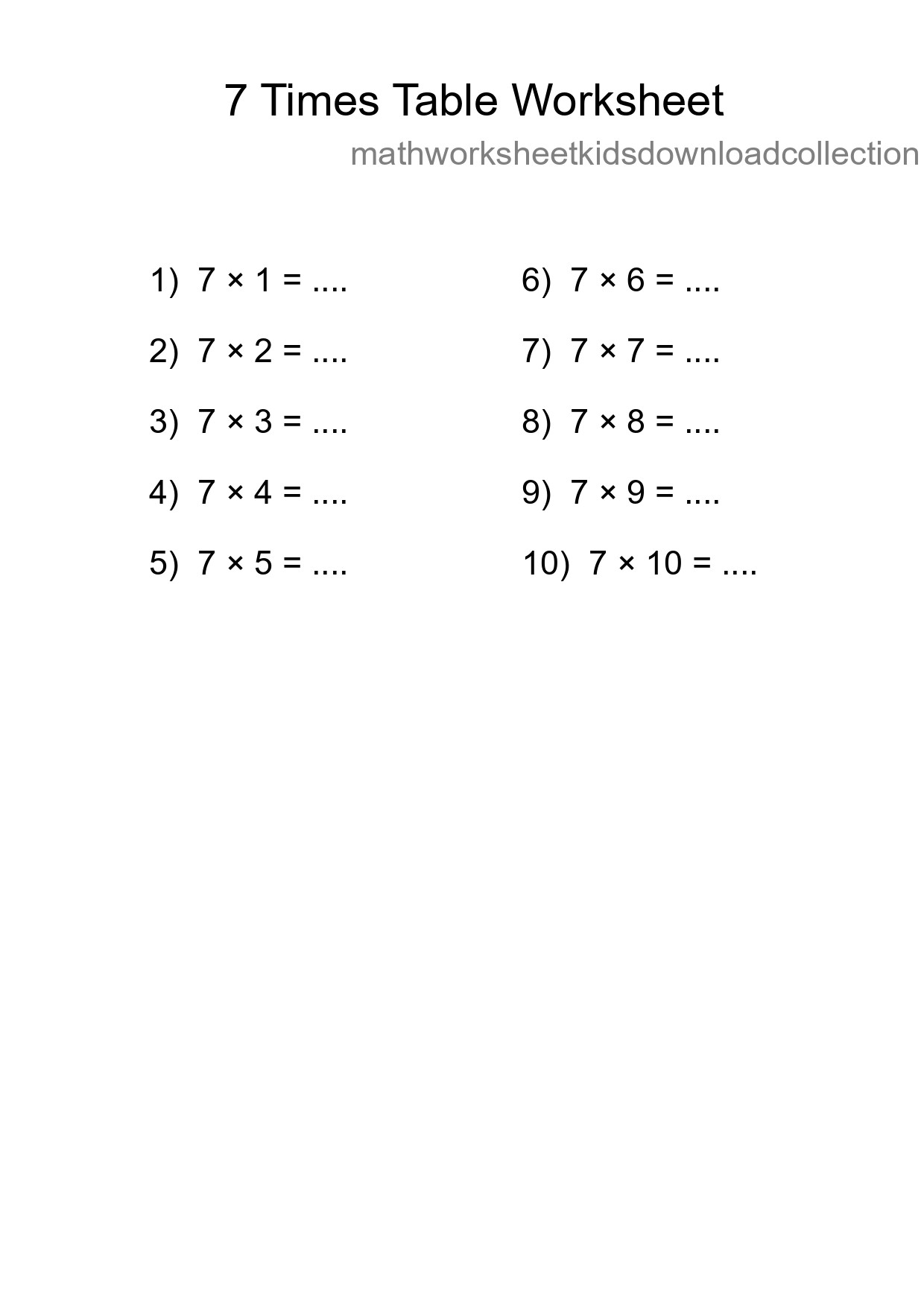 Grade 3 Multiplication Table 7 Practice - Part 86