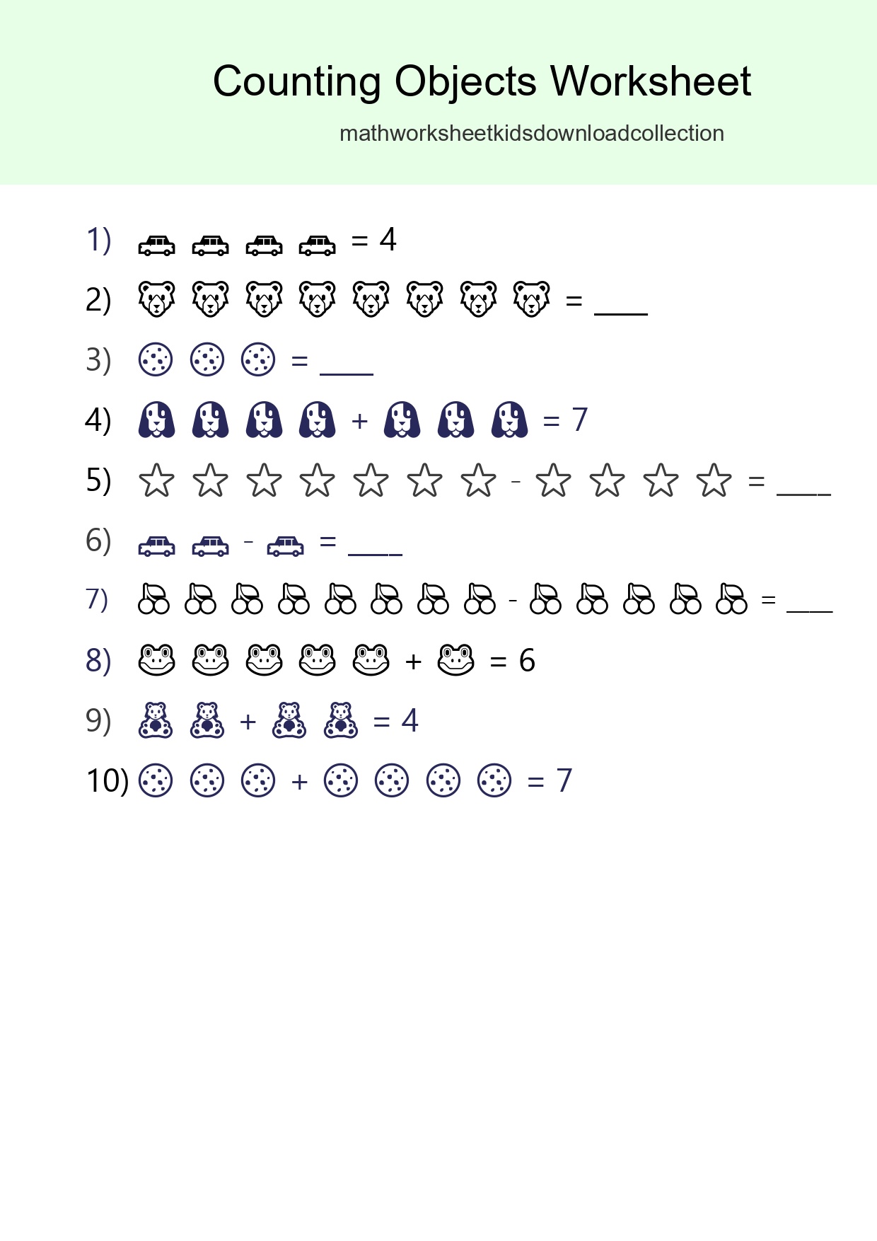 Kindergarten Count The Objects Worksheet - Part 146