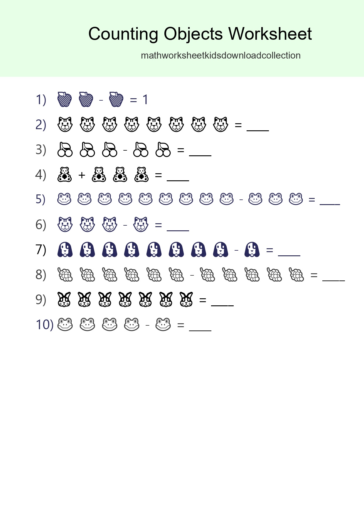 Kindergarten Count The Objects Worksheet - Part 168