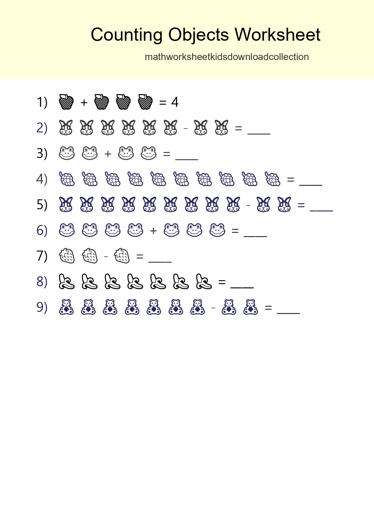Kindergarten Count The Objects Worksheet - Part 179