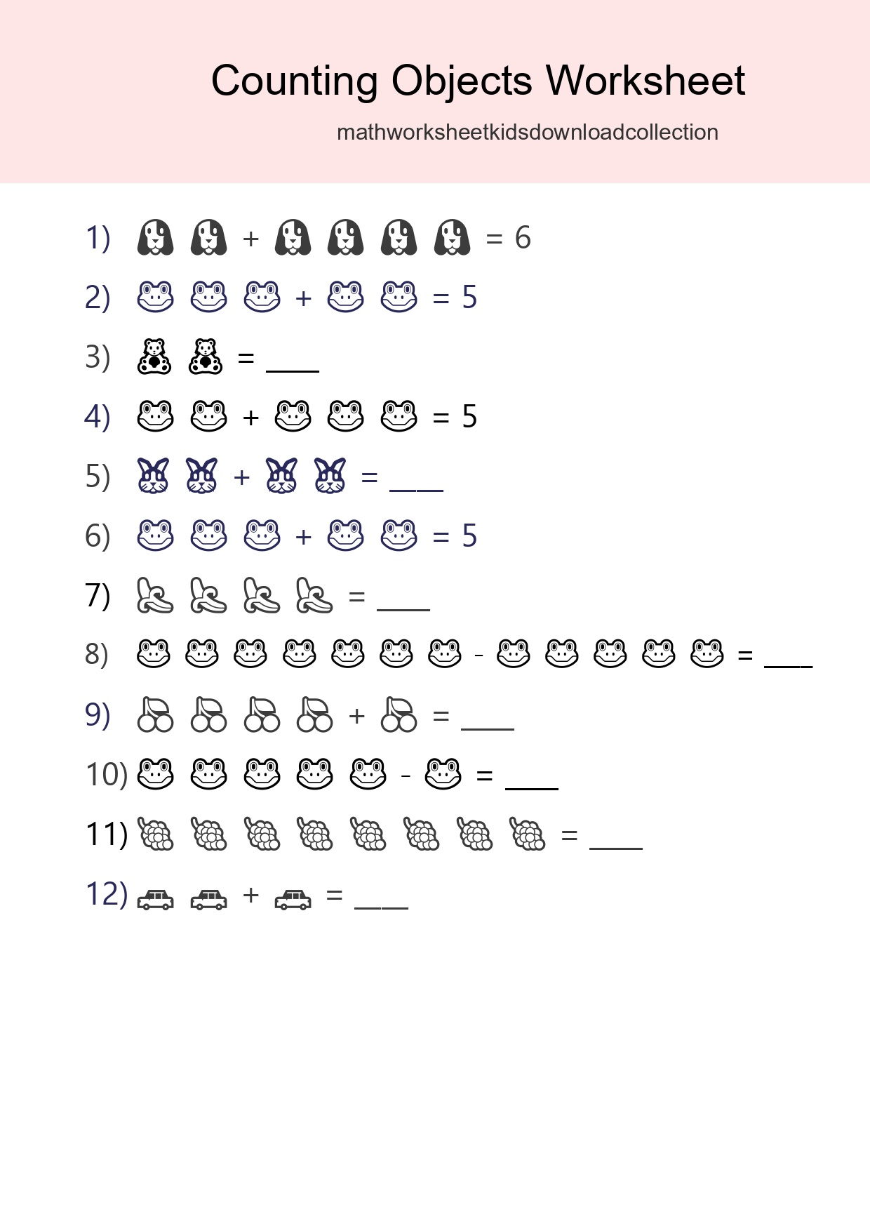 Kindergarten Count The Objects Worksheet - Part 245