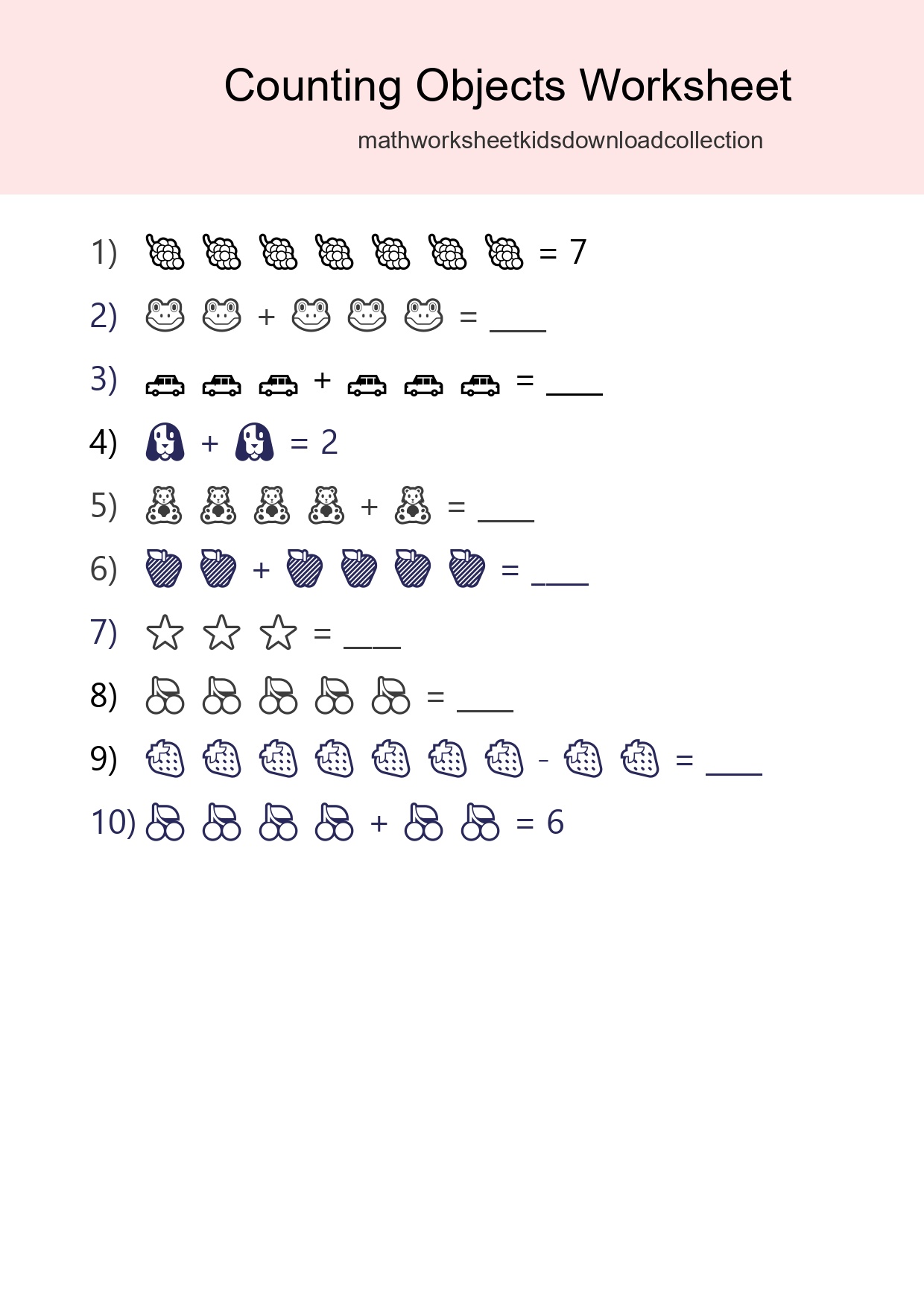 Kindergarten Count The Objects Worksheet - Part 25