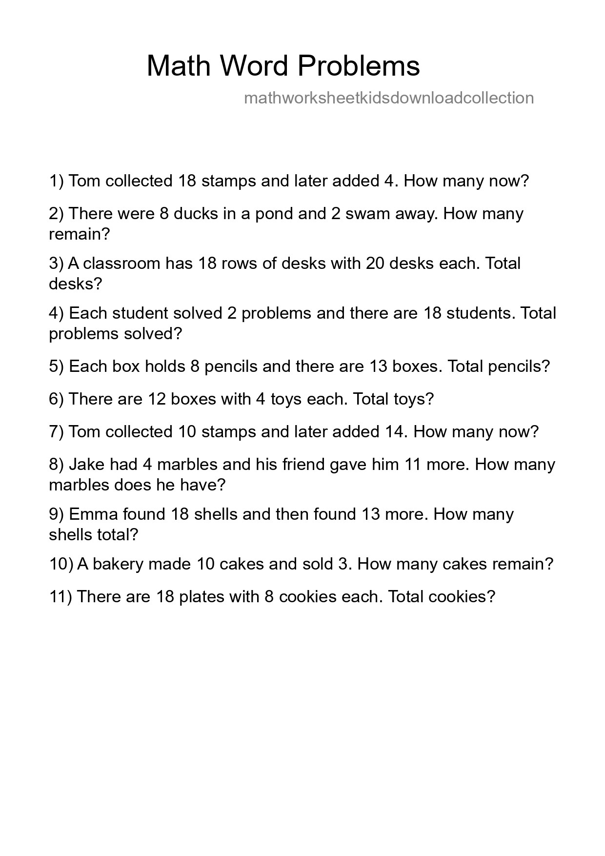 Math Word Problem Worksheet