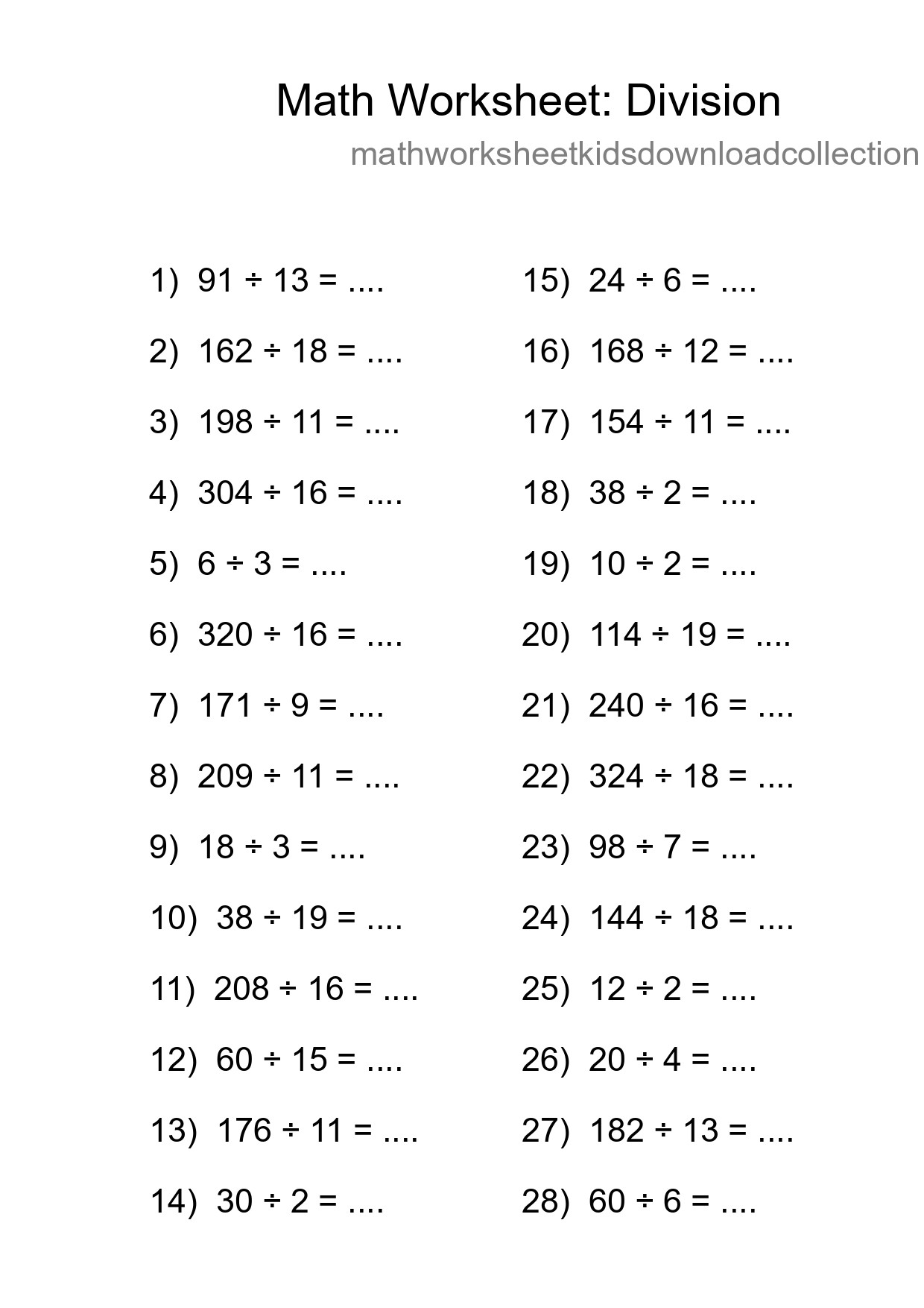Printable Free 28 Division Math Worksheet For Grade 2 - Part 37