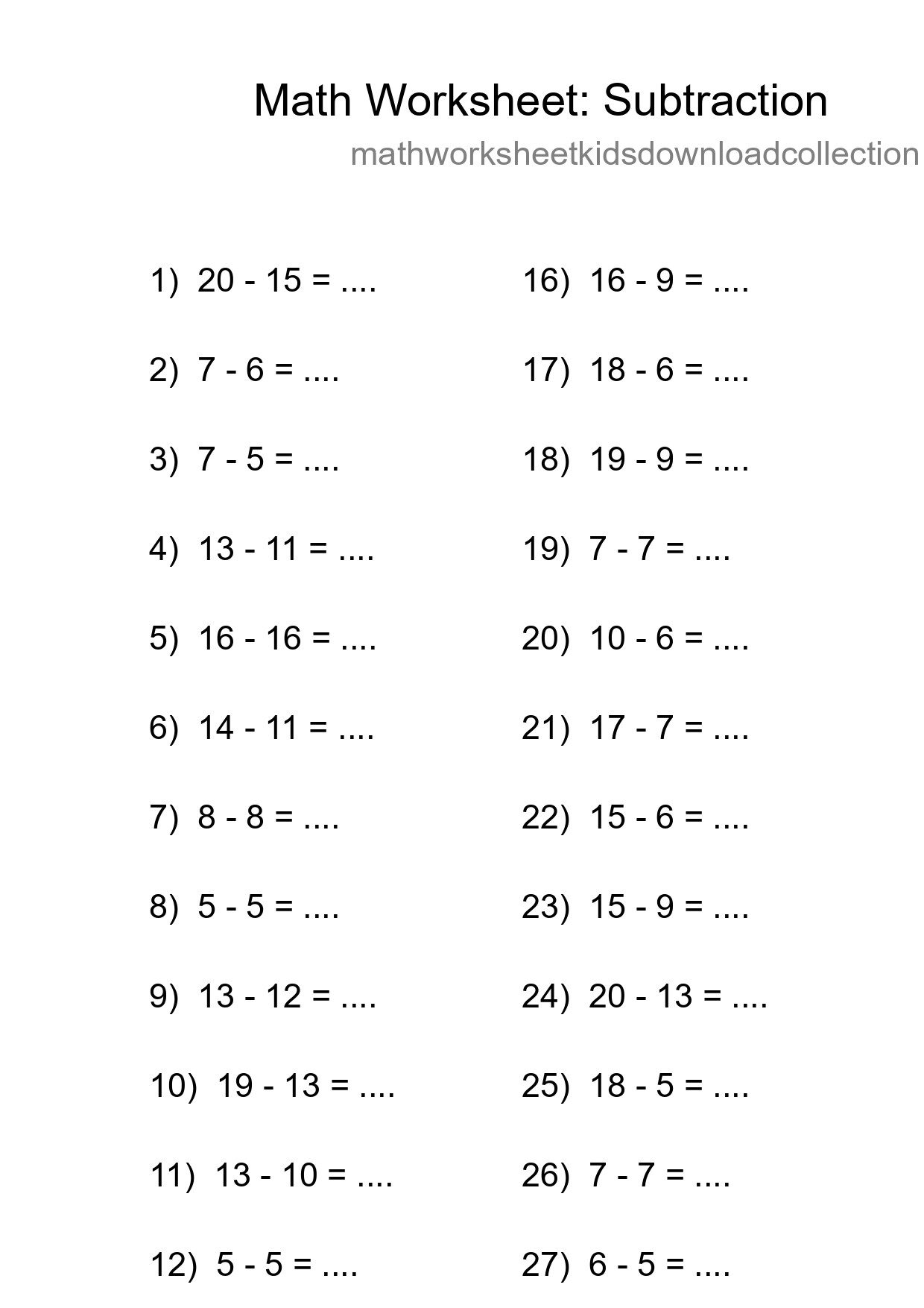 Printable Free 29 Subtraction Math Worksheet For Grade 2 - Part 184